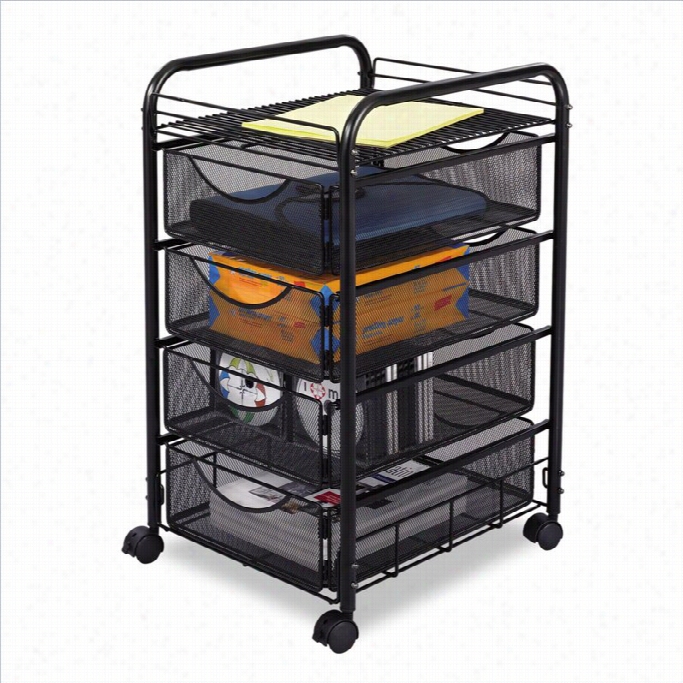 Safco Oyx Ensnare Fle Cart With 4  Drawers In Black