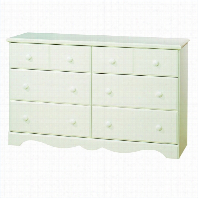 South Shre Summer Breeze 6 Drawer Dresser In White Wash