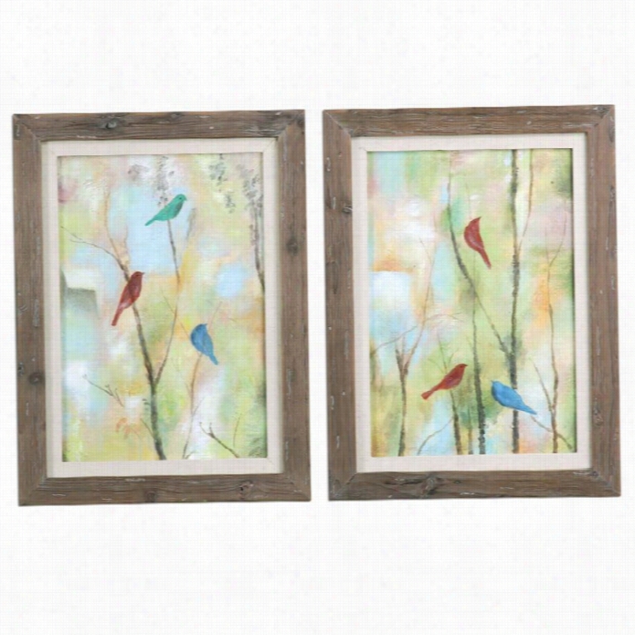 Greatest Birds Of Spring Hand Painted Art (set Of 2)