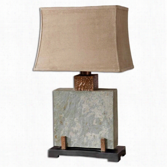 Uttermost Indoor And Exterior Sla Te Square Table Lamp In Copper