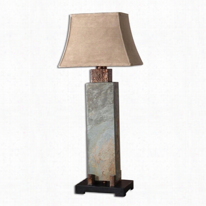 Greatest Indoor And Outdoor Tall Slate Table Lamp In Hammered Copper