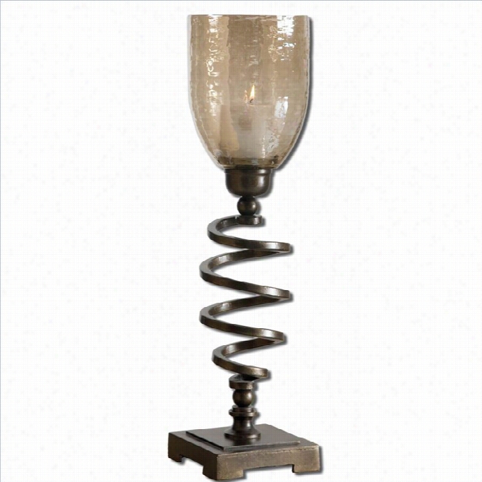 Uttermost Spiral Twist Metal Candleholders In Antiqued Bronze (set Of 2)