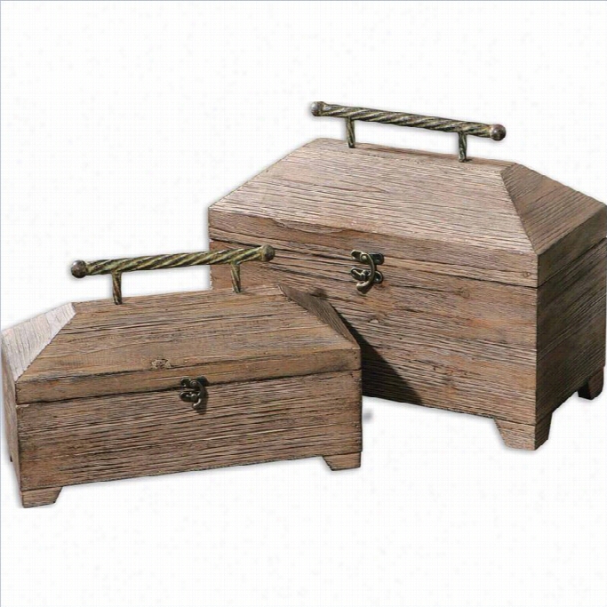 Uttermost Tadao Natural Wood Boxes In Lightly Antiqued (set Of 2)