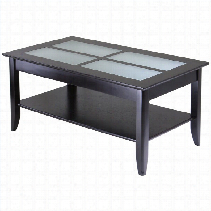 Winsome Syrahh Solid Wood Glass Top Rectangular Ccoffee Table In Espresso