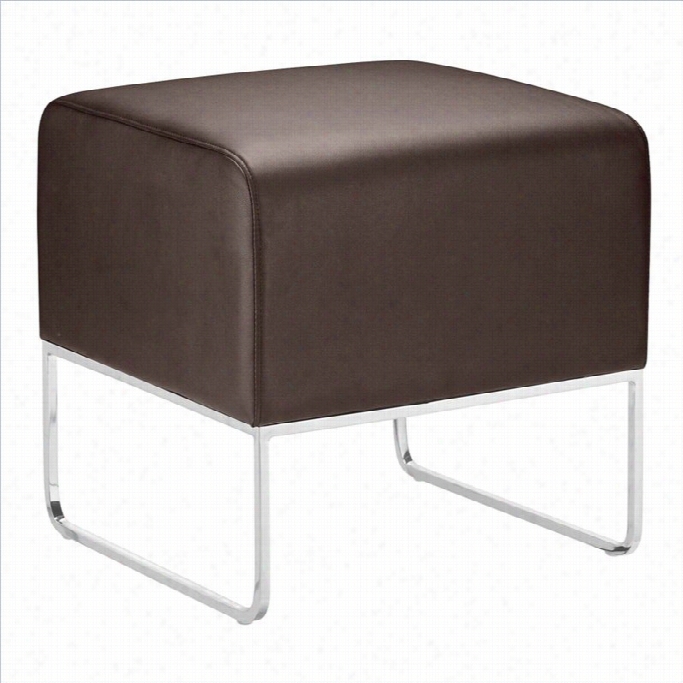 Zuo Plush Faux Leather Ottoman In Espresso