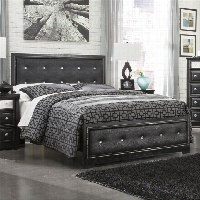 Ashley Aamadyre F Aux Leather Queen Panel Bed In Black
