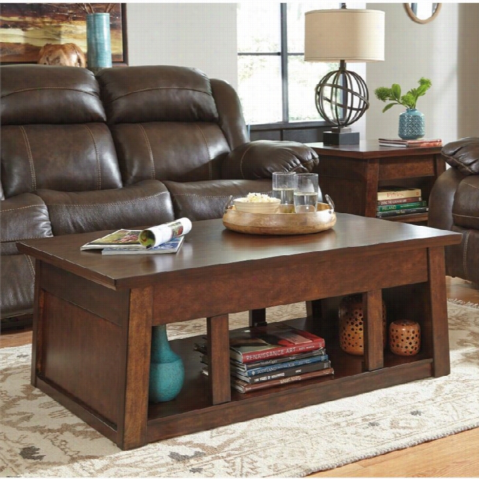 Ashley Harapn Lift Top Coffee Table In Reddish Brown