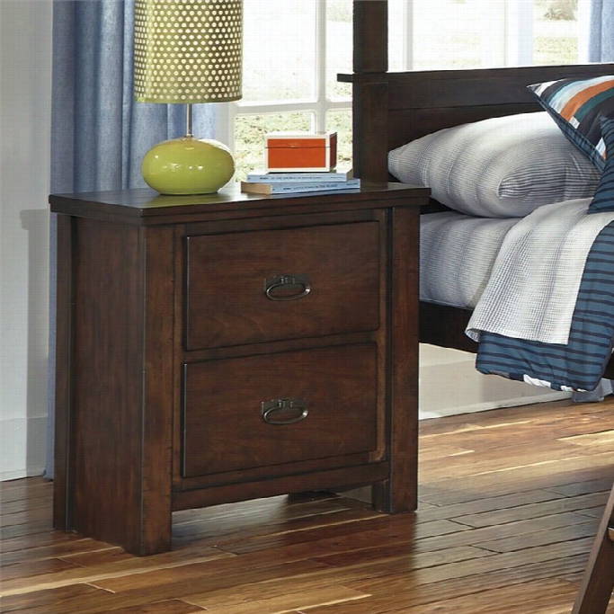 Ashley Ladiville 2 Ddrawer Wood Nightstand In Rustic Broqn