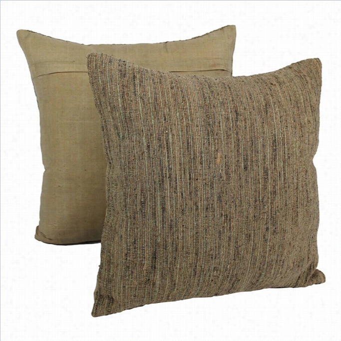 Blazing Needles Striped Throw Pillows In Brown And Beige (set Of 2)