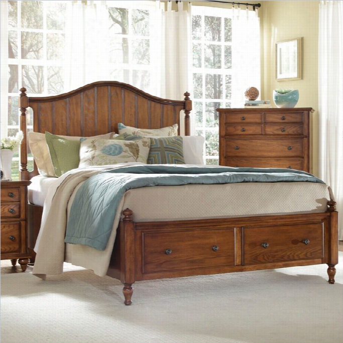 Broyhill Hayden Invest Panel Storage Bed In Warm Goldej Oak