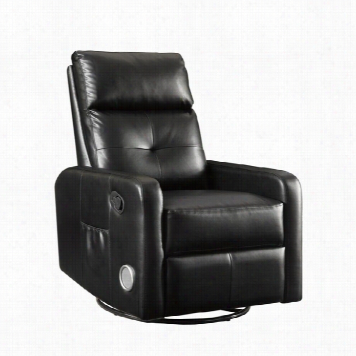 Coaster Faux Leather Swivel Glider Recliner In Black