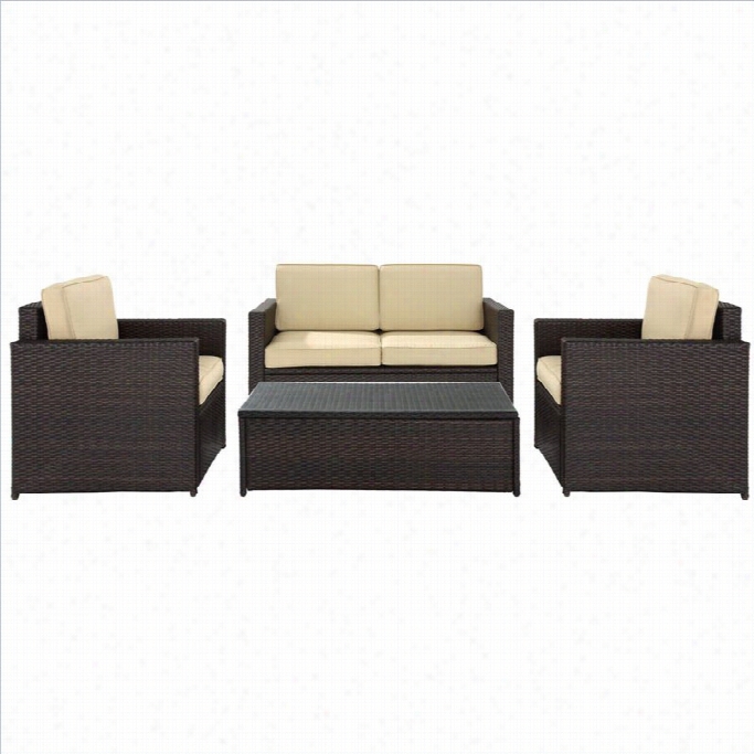 Crosley Furniture Palm Harbor 4 Piecd Outdor Wicker Sofa  Set