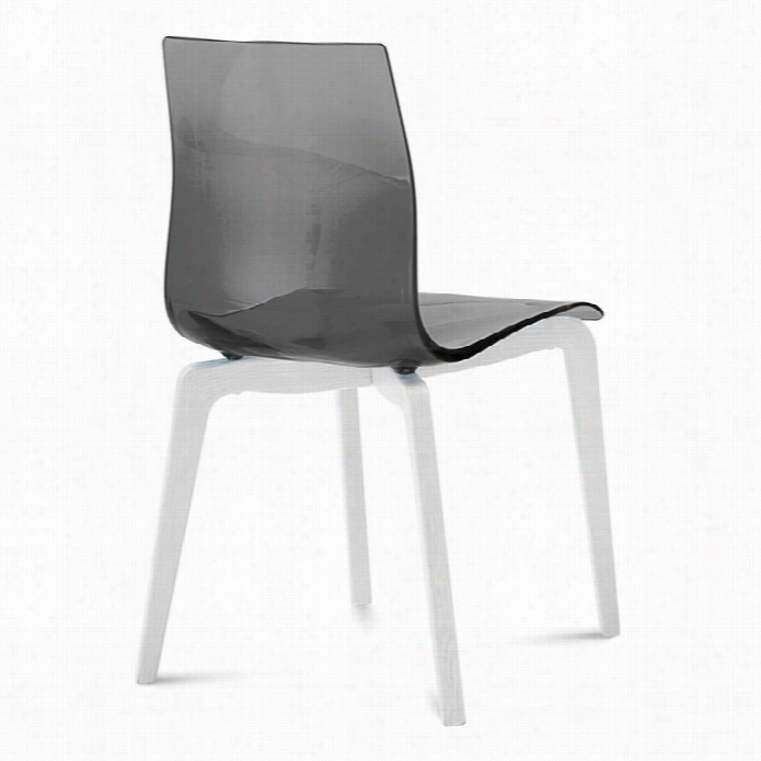 Domitali A Gel-l Dining Chair In Transpa Rent Smoke Iwth White Legs