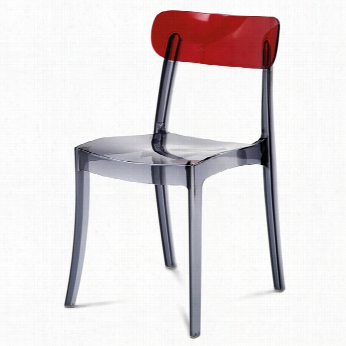 Domitalia New Retro Stacking Dining Chair In Red And Smoke