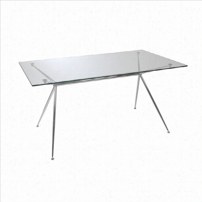 Eurostyle Atos 66 Rectangular Dining Table In Clear Glass And Chrome