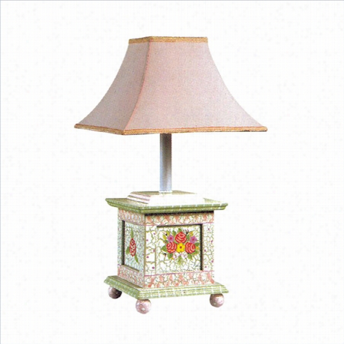 Fantasy Fields Crackled Rose Table Lamp