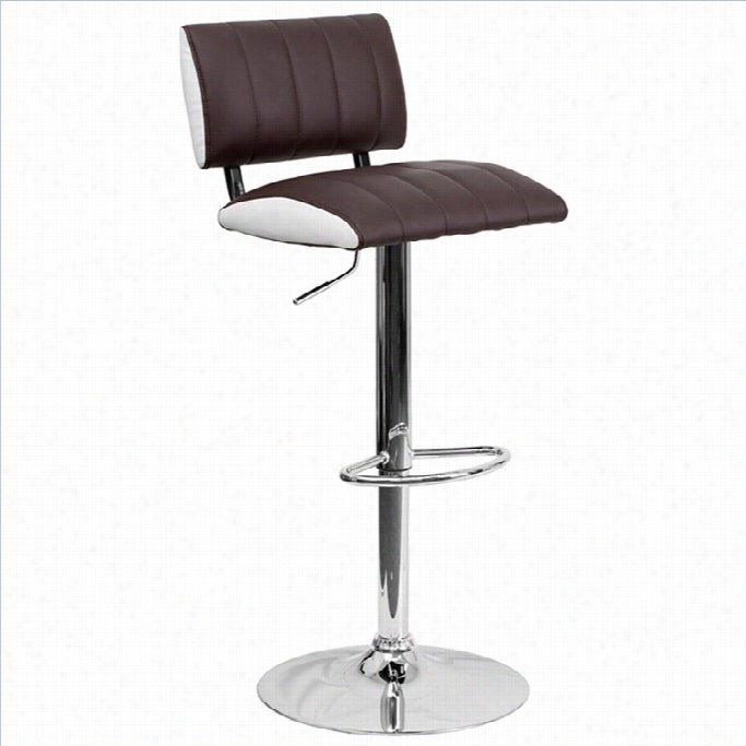 Flash Furniture 25 To3 4 Adjustwble Bar Stool In Brown And White