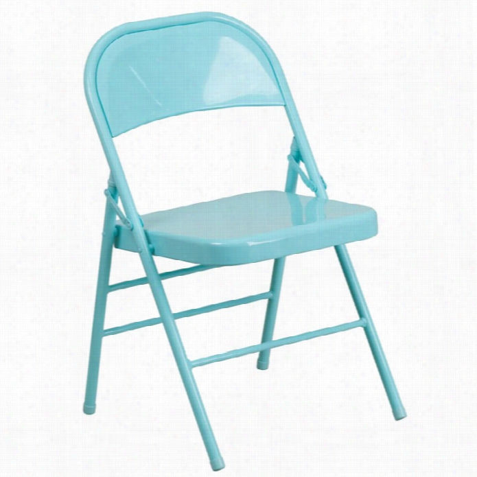 Flash Furniture Herc Ules Colorburst Metal Folding Chair In Teal