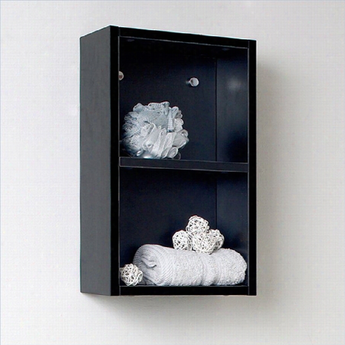 Fresca Senza Bathroom Linen Side Cabinet With Open Storage Areas In Black