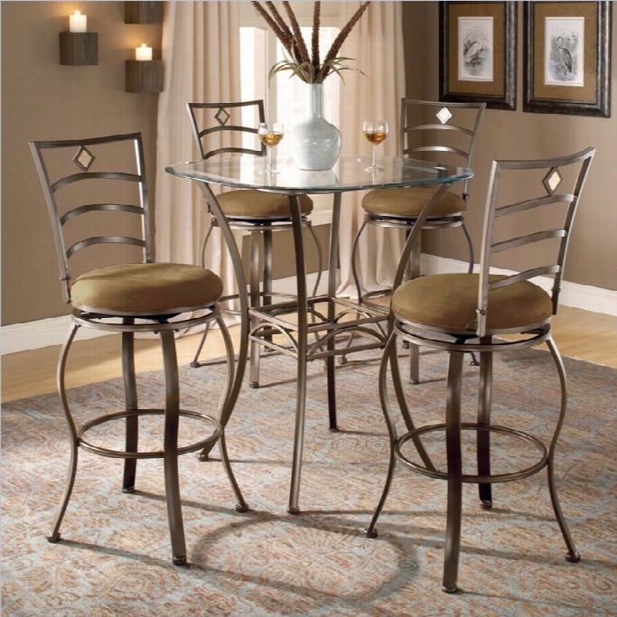 Hillsdale Brookside 5 Piece Bar Height Bistro Table Set With Marin Stools