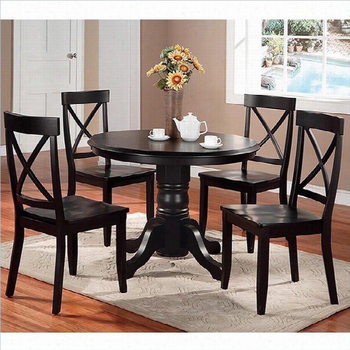 Home Styles Furniture Wood Casual Pedestal Dining Table In Black Finish