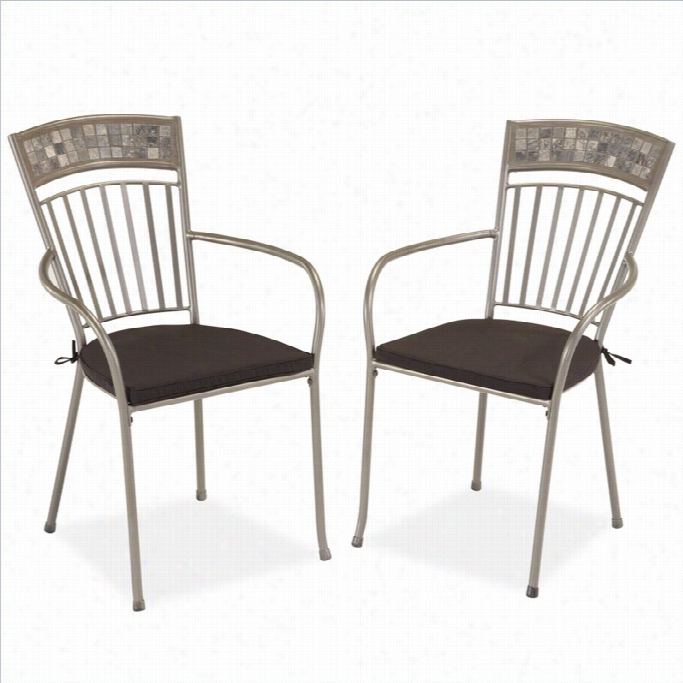 Home Style Sglen Rock Outdoor Dining Chair In Gray (set Of 2)