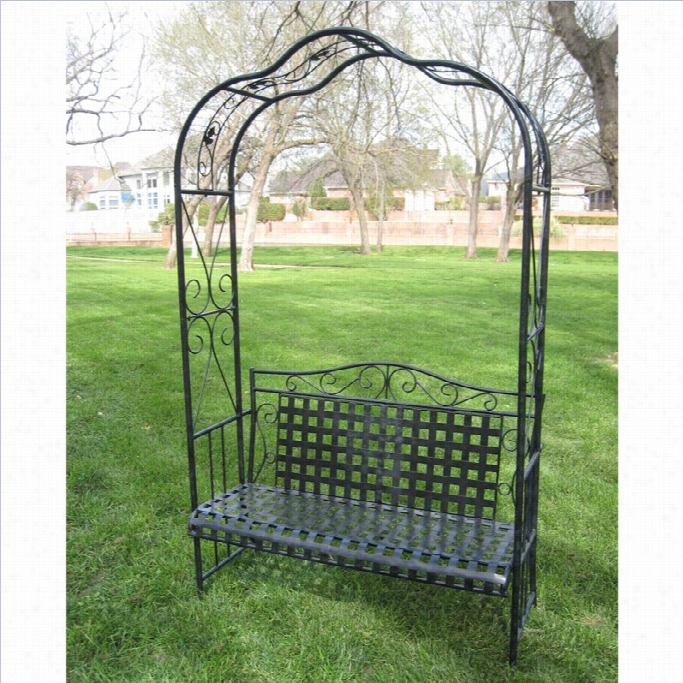 International Caravaj Mandalay Wrought Iron Outdoor Arbor Bench In Antique Black