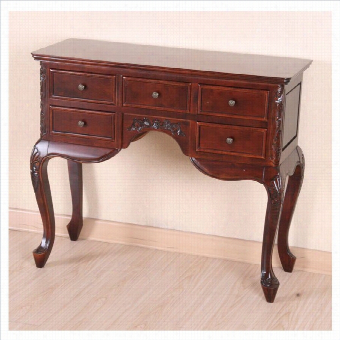 International Caravan Windsor 5-drawer Wall Table In Dual Wapnut Stain