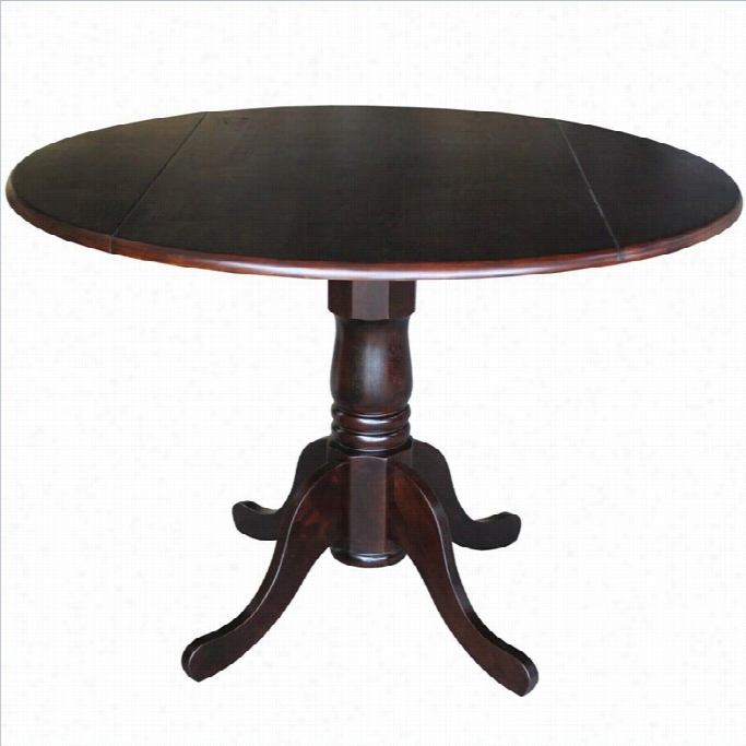 International Concepts 42 Round Dual Rdop Leaf Dining Table In Rich Moca