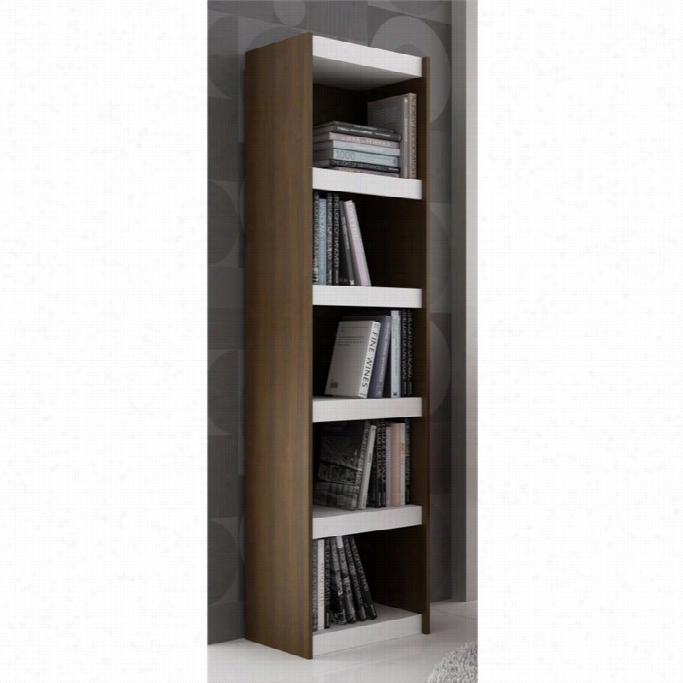 Manhattan Comfort Parana 2.0 Series5  Shelf Bookcase In Tobacco White