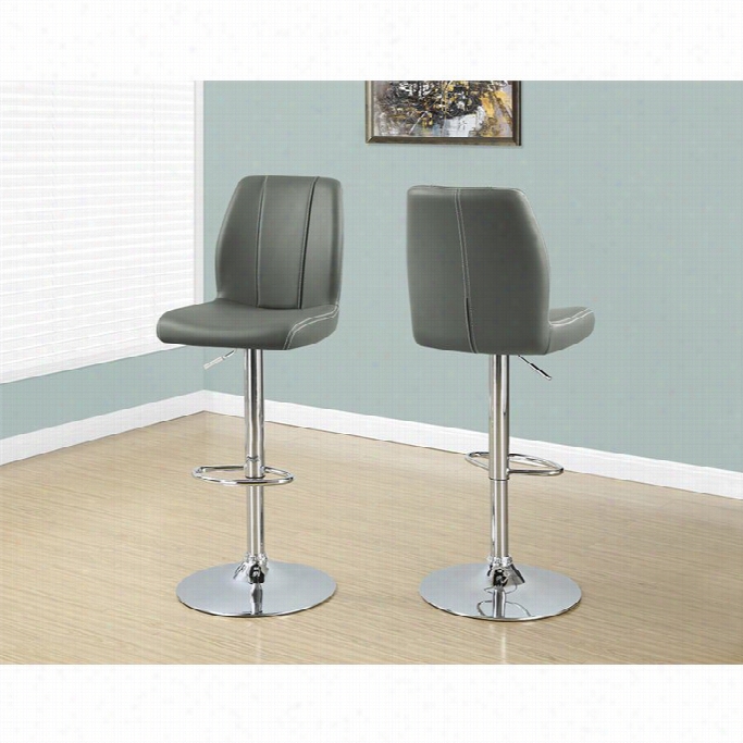 Monarch 26 To 30 Bar Stool With Back In Grey And Chrome (s Et Of 2)