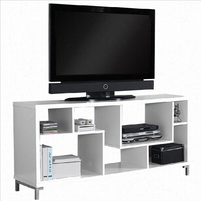 Monarch 60 Hllow-core Tv Console In White