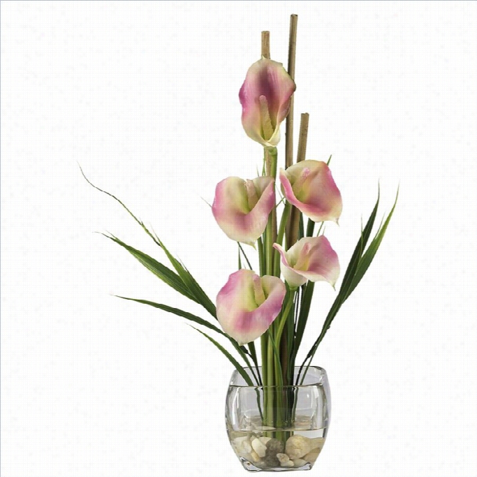 Nearly Natural Calla Lilly Liquid Illus Ion Silk Flower Arrangement In Pink