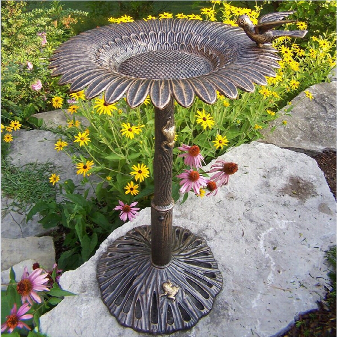 Oakland Living Sunflower Bird Bath-antique Bronze