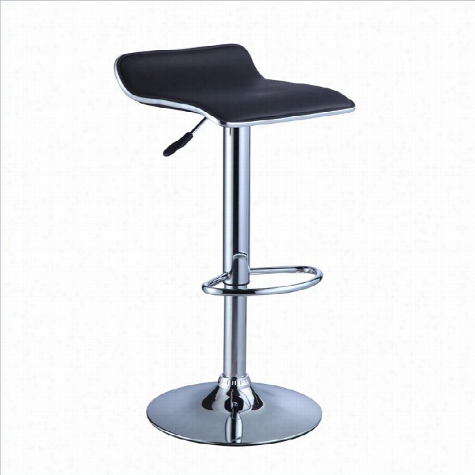Powel Furnitire Bar And Game Room 26-34.25 Adjustable Bar Stool In Black  And Chrome