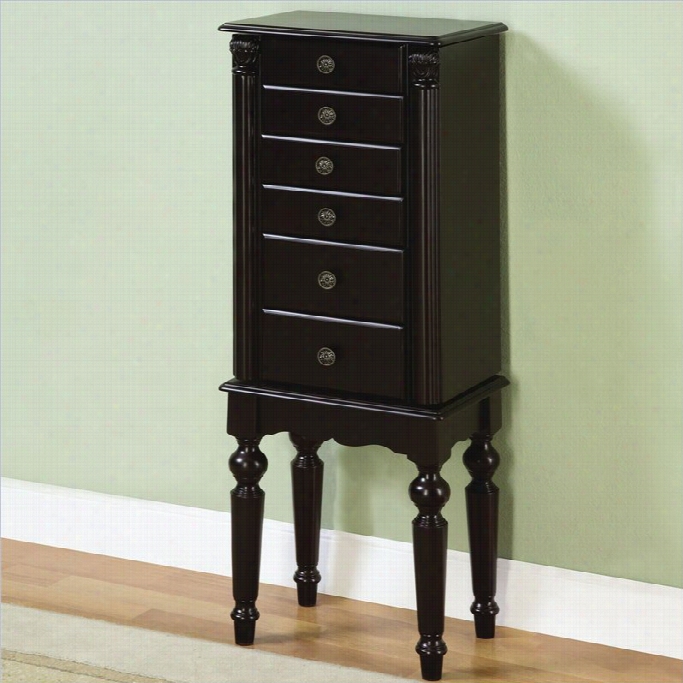 Powell Furniture Ebony Jweelry Armoire In Distressed Ebony Black