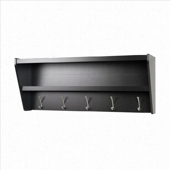 Prepac Floating Entryway Shelf And Coat Rac In Black