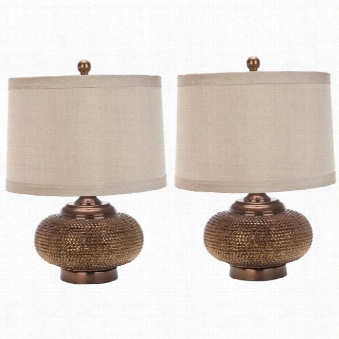 Safavie Haubrey Beaded Table Lamps With Silk Chestnut Shade