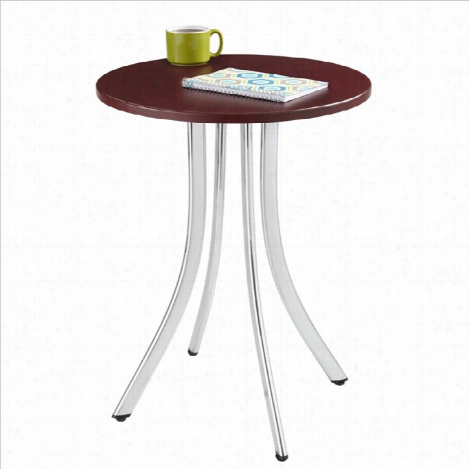 Safco Decori Wood Side Table Tall In  Silver And Mahogany