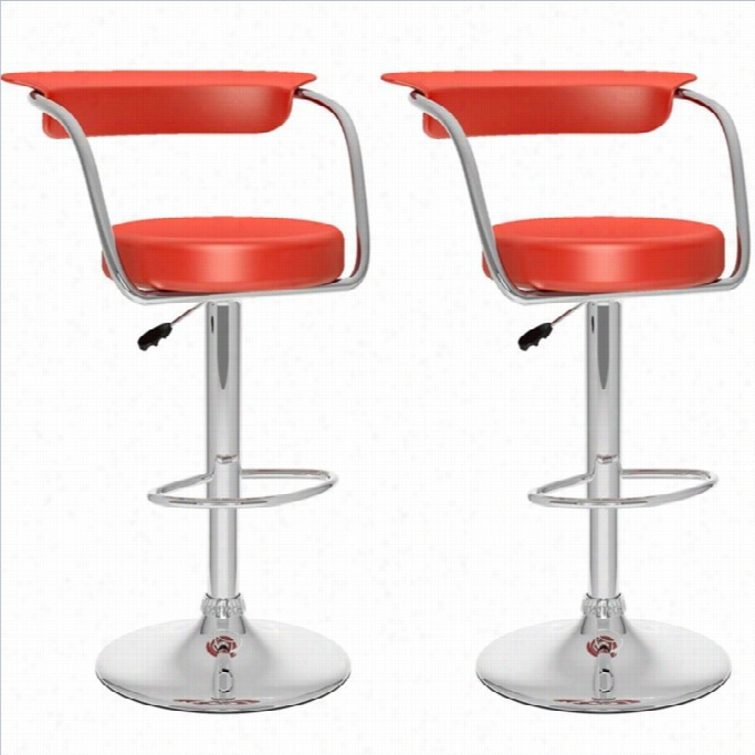 Sonax Corliving 33 Open Back Adjustable Bar Stool In Red (set Of 2)