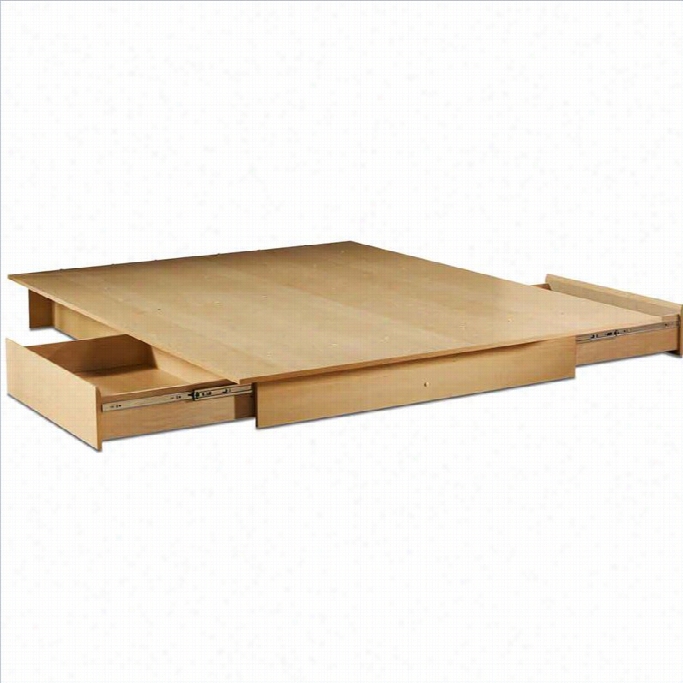 South Shroe Copley Full / Queen Platform Storage Bed Frame Only In Natural Maple Finish