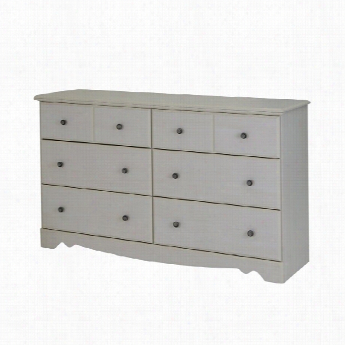 South Coast Country Verse 6 Draweer Double Dresser In White Wash