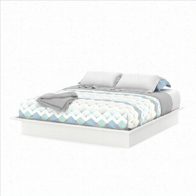 South Shore Libra King Platform Bed With Mouldihgs In Pure White