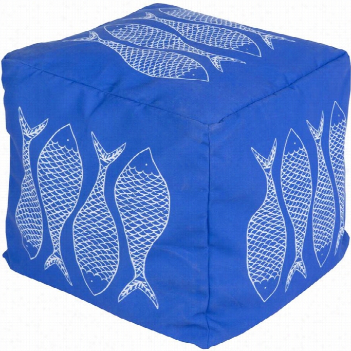 Surya Cube Pouf Ottoman In Blue
