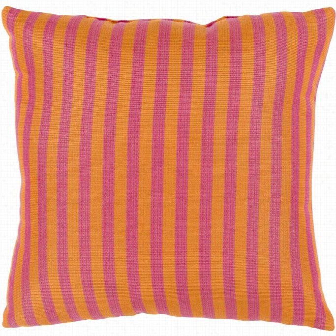 Surya Fin Poly Fill 20 Square Pillow In Orange Nad Pink
