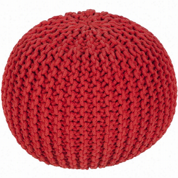 Surya Makmo Cotton Sphere Pouf Ottoman In Red