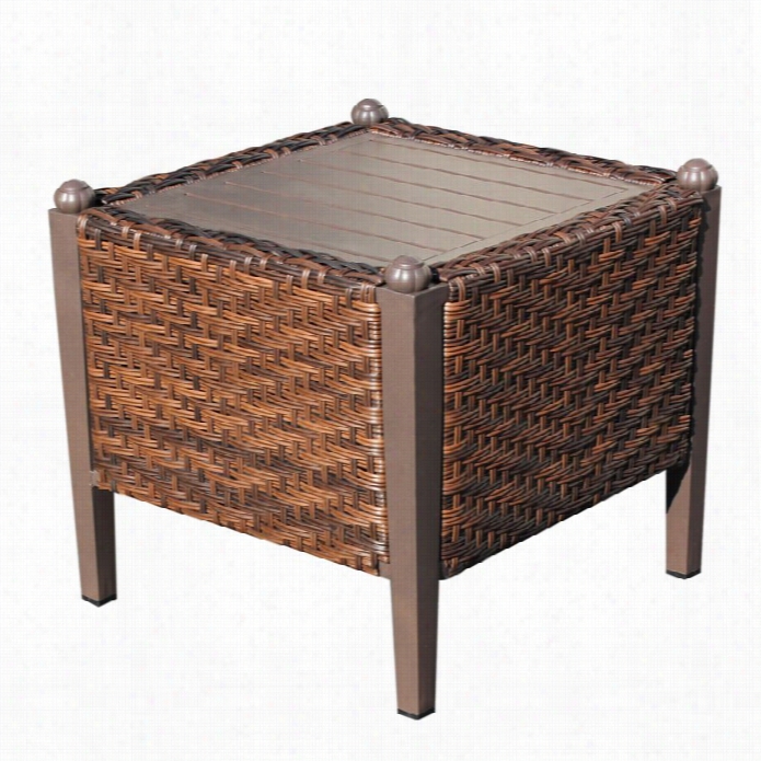 Tkc Carmel Patio Wicker End Table In Toasted Pecan