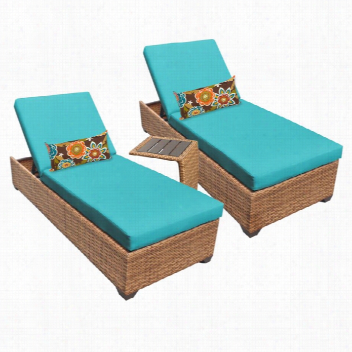 Tkc Laguna 2 Wicker Patio Lounegs With Side Table In Aruba