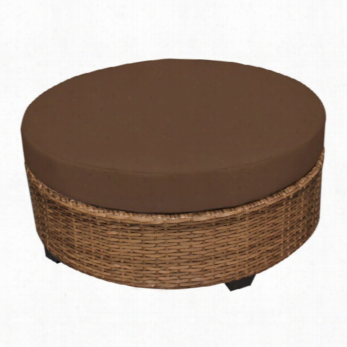 Tkc Laguna Outdoor Wicker Round Coffee Slab In Cocoa