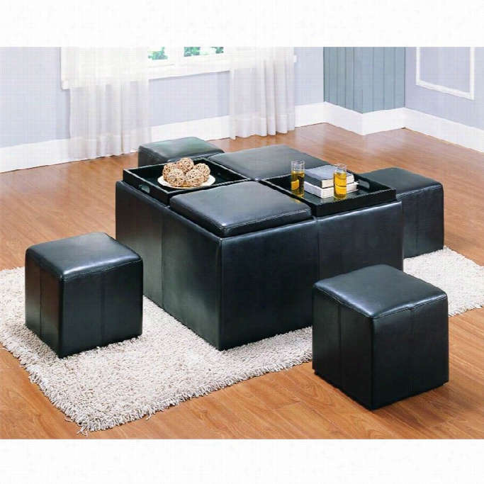 Trent Hoome Claire Storage Faux Leather Cocktail Ottoman In Dark Brown